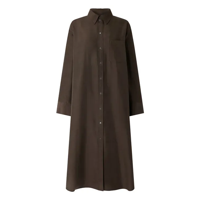 Vestido Flora de seda | Caqui oscuro