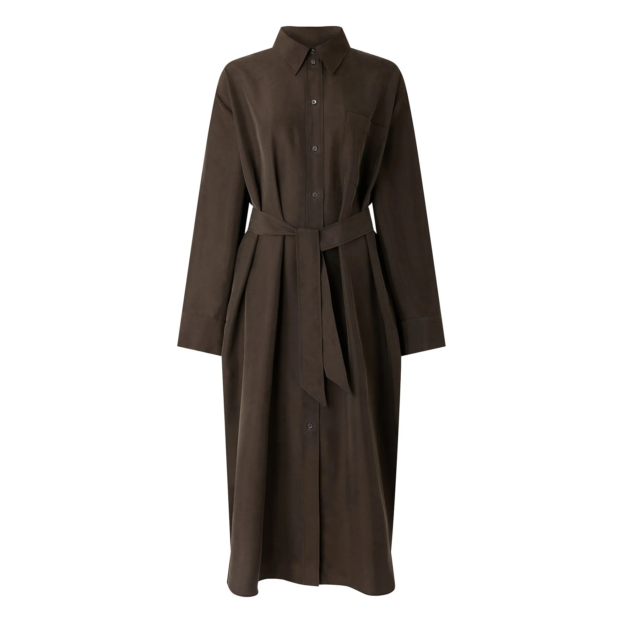 Soeur Dark Khaki Flora Silk Dress