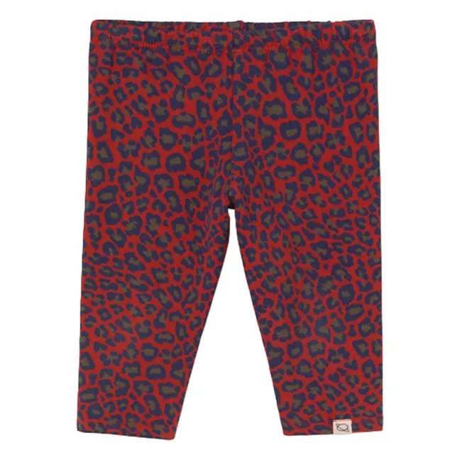 Legging Léopard Mini Coton Bio | Rouge