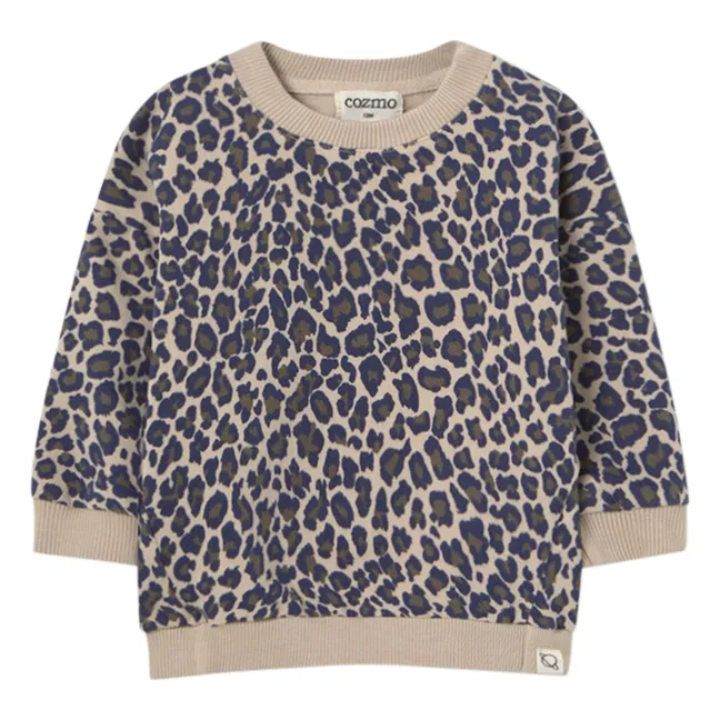 Sweat Kelly Léopard Coton Bio | Beige chiné