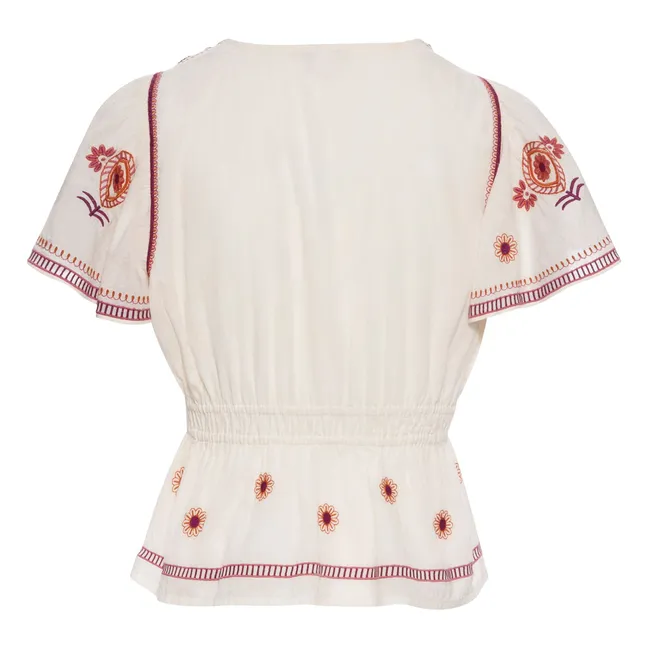 Embroidered Organic Cotton Top | Off white