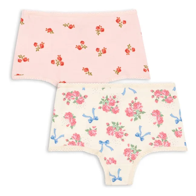 Lot 2 Hipsters Fleuris Coton Bio | Rose pâle