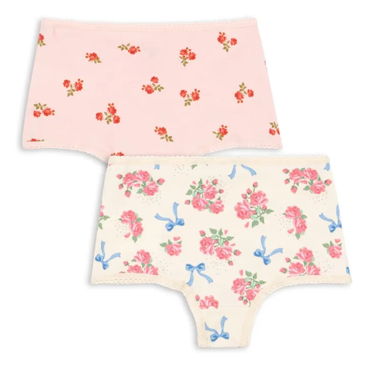 Lot 2 Hipsters Fleuris Coton Bio | Rose pâle- Image produit n°1
