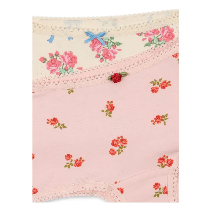 Lot 2 Hipsters Fleuris Coton Bio | Rose pâle- Image produit n°2