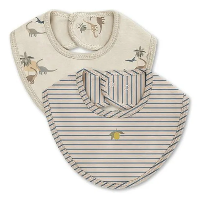 Set de 2 baberos de dinosaurio | Beige