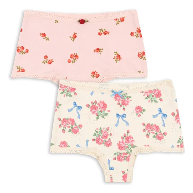Lot 2 Hipsters Fleuris Coton Bio | Rose pâle