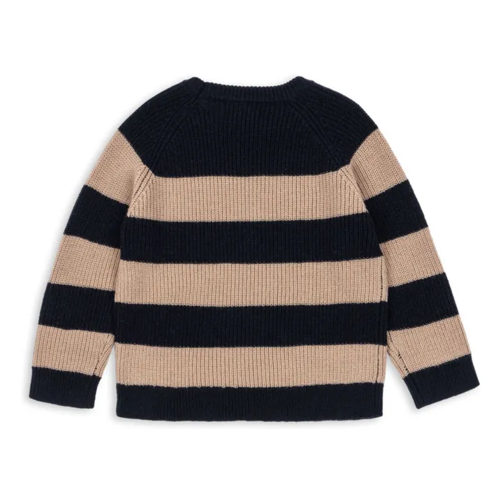 Pull Vitum Rayé Laine Mérinos | Bleu foncé- Image produit n°1