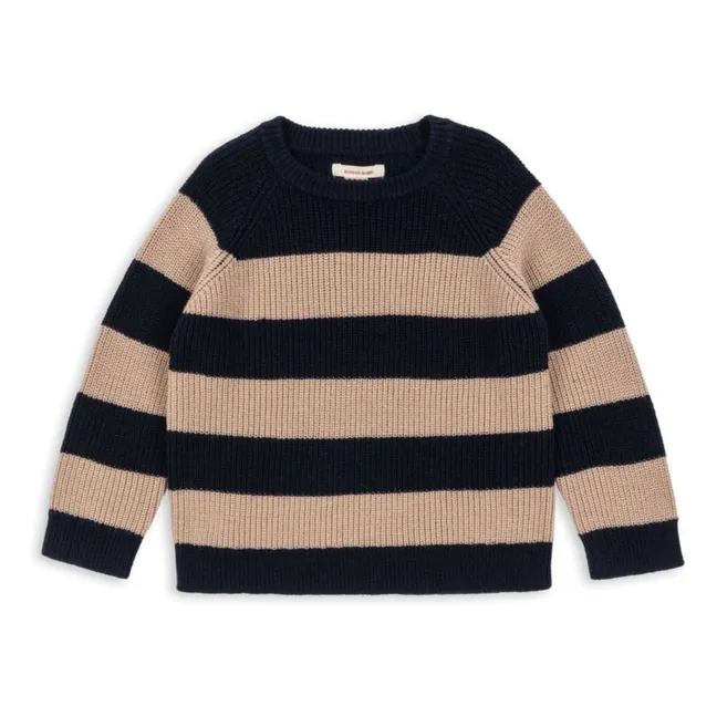 Vitum Striped Merino Wool Sweater | Dark Blue
