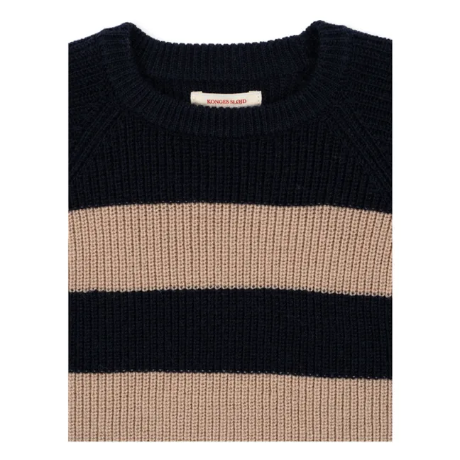 Pullover Vitum Gestreift Merinowolle | Dunkelblau