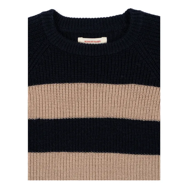 Pull Vitum Rayé Laine Mérinos | Bleu foncé- Image produit n°2