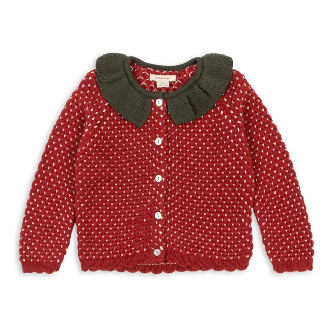 Strickjacke Erdbeere Wolle | Rot