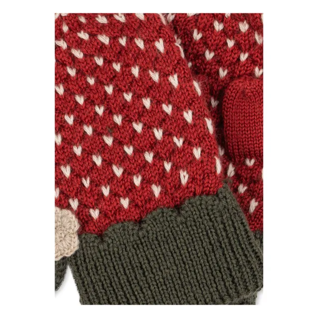 Mitones de fresa de lana merina | Rojo