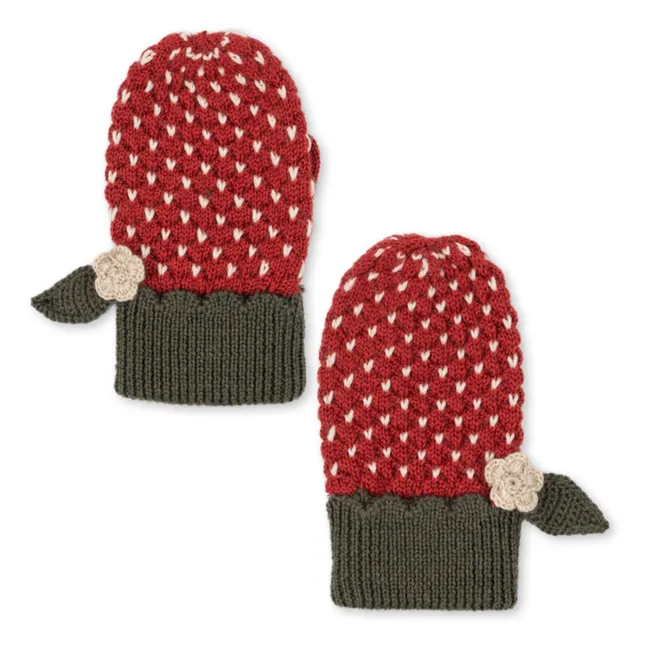 Mitones de fresa de lana merina | Rojo