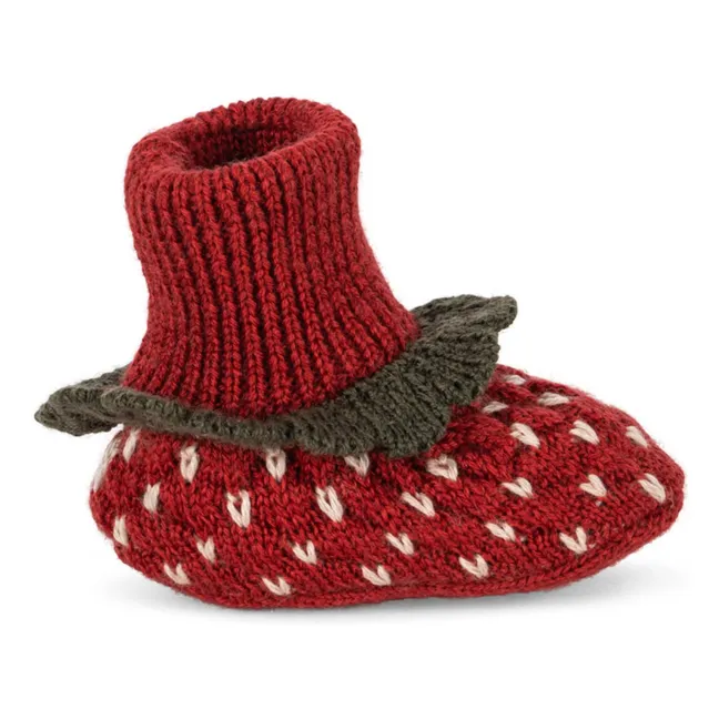 Strawberry Merino Wool Slippers | Red