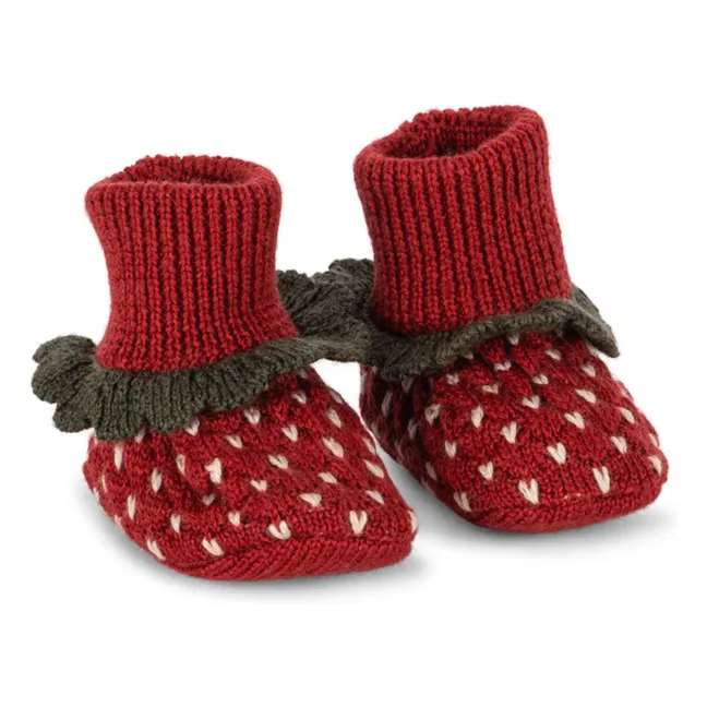 Strawberry Merino Wool Slippers | Red
