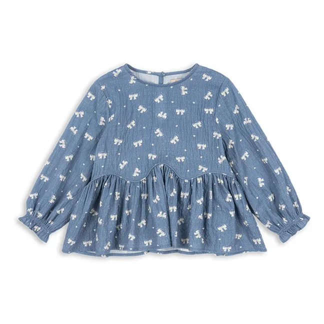 Blusa de algodón ecológico Vida | Azul