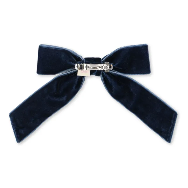 Barrette Nœud Velours | Bleu nuit