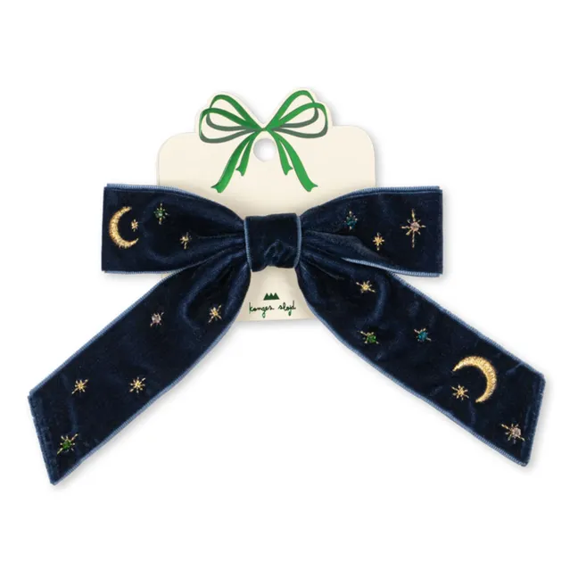 Barrette Nœud Velours | Bleu nuit
