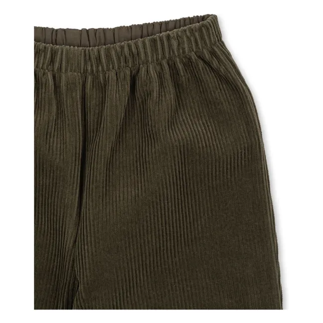 Sully Hose aus geripptem Velours Bio-Baumwolle | Khaki