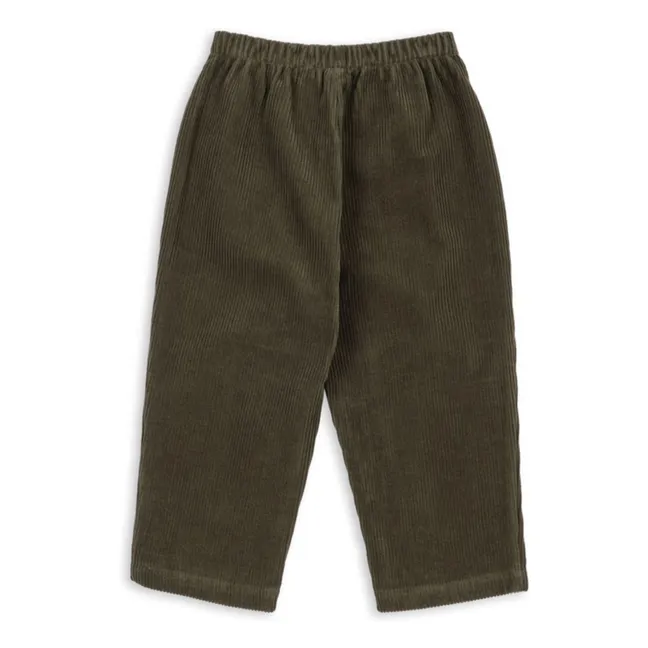 Sully Hose aus geripptem Velours Bio-Baumwolle | Khaki
