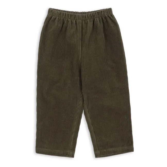 Sully Hose aus geripptem Velours Bio-Baumwolle | Khaki