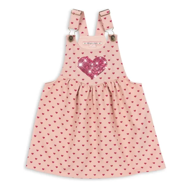 Robe Salopette Nola Cœurs Coton Bio | Rose