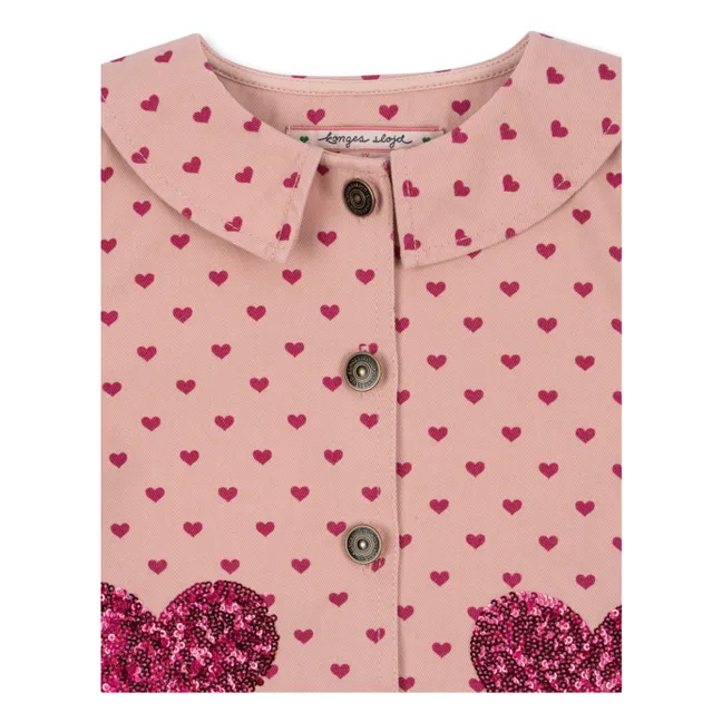 Veste Nola Cœurs Coton Bio | Rose