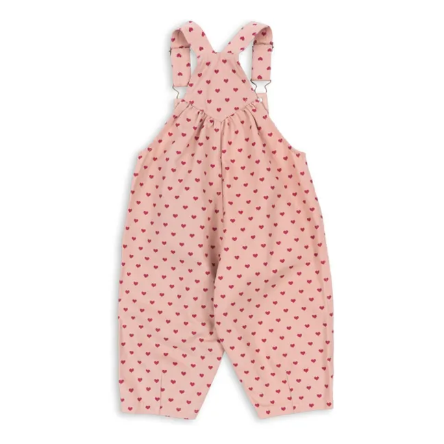 Salopette Nola Cœurs Coton Bio | Rose