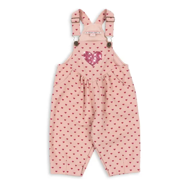 Salopette Nola Cœurs Coton Bio | Rose