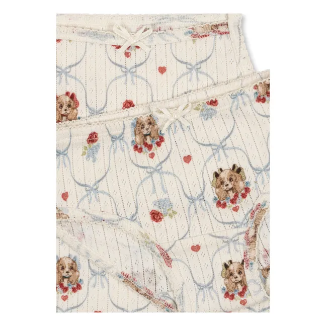 Ensemble Débardeur et Culotte Minnie Chiens Pointelle Coton Bio | Ecru