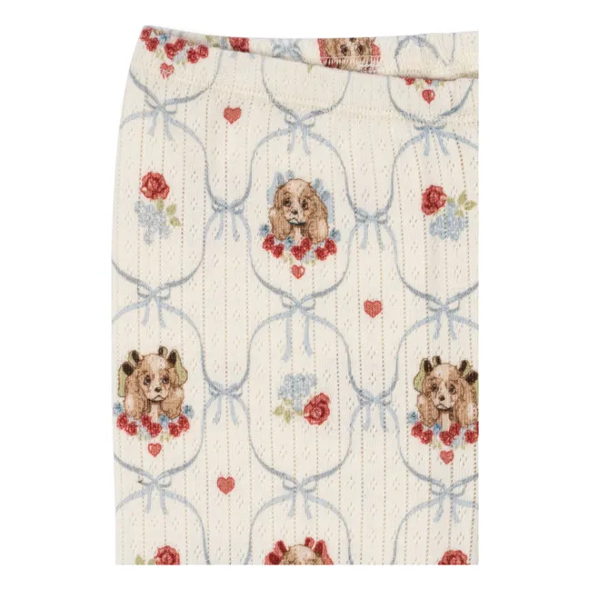 Pantalon Minnie Chiens Pointelle Coton Bio  | Ecru
