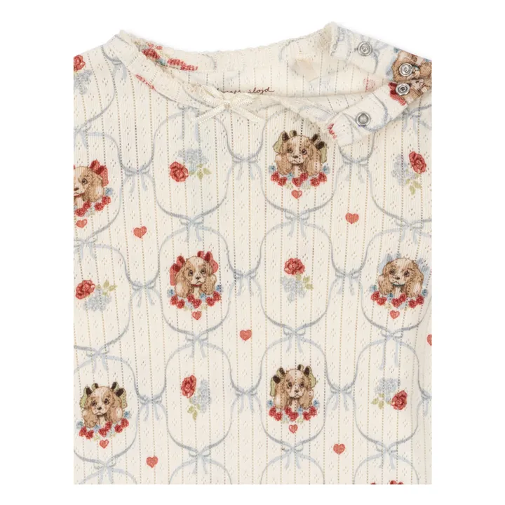 Combinaison Minnie Chiens Pointelle Coton Bio | Ecru- Image produit n°3