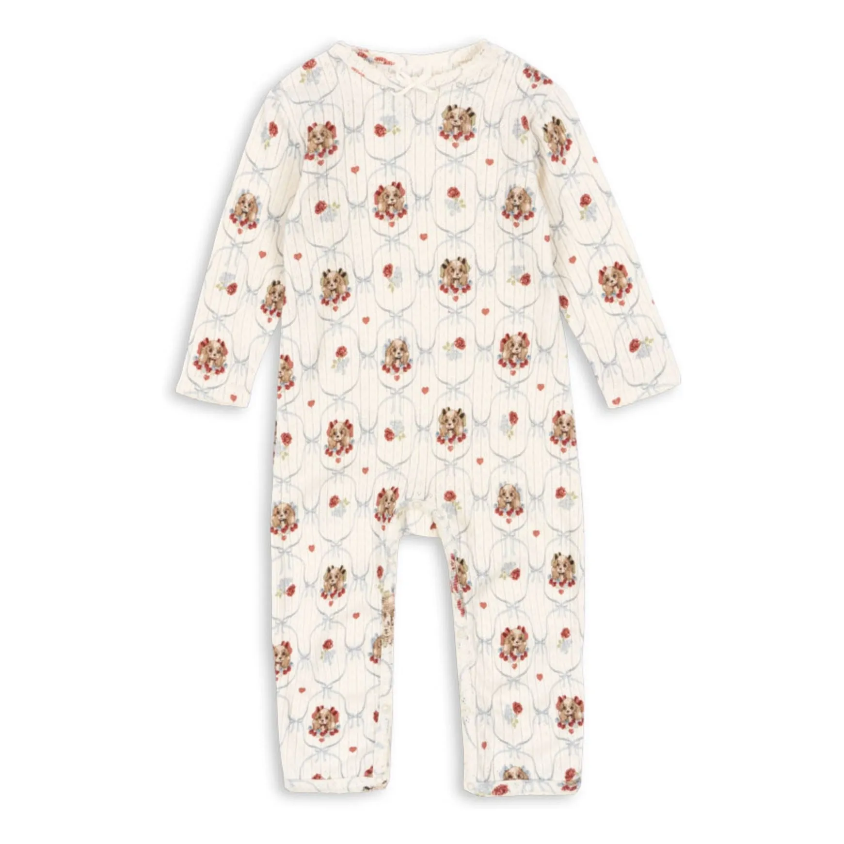 Konges Sløjd Ecru Minnie Dogs Organic Cotton Pointelle Jumpsuit