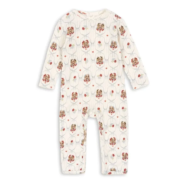 Combinaison Minnie Chiens Pointelle Coton Bio | Ecru