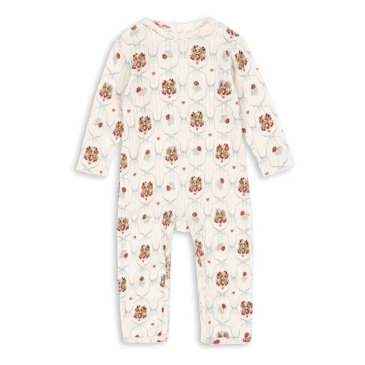Combinaison Minnie Chiens Pointelle Coton Bio | Ecru- Image produit n°0