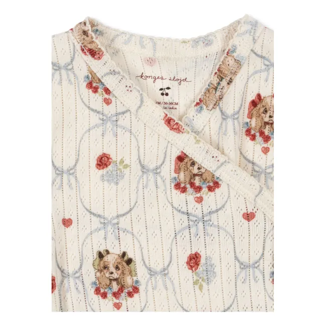 Body Cache Cœur Minnie Chiens Pointelle Coton Bio | Ecru