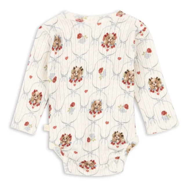 Body Cache Cœur Minnie Chiens Pointelle Coton Bio | Ecru