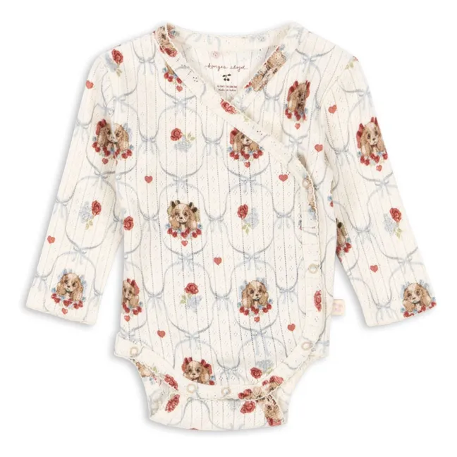 Body Cache Cœur Minnie Chiens Pointelle Coton Bio | Ecru
