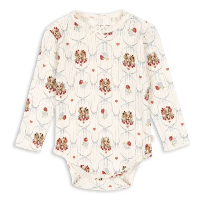 Body Minnie Chiens Pointelle Coton Bio | Ecru