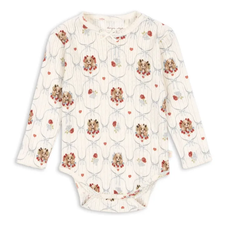 Body Minnie Chiens Pointelle Coton Bio | Ecru- Image produit n°0