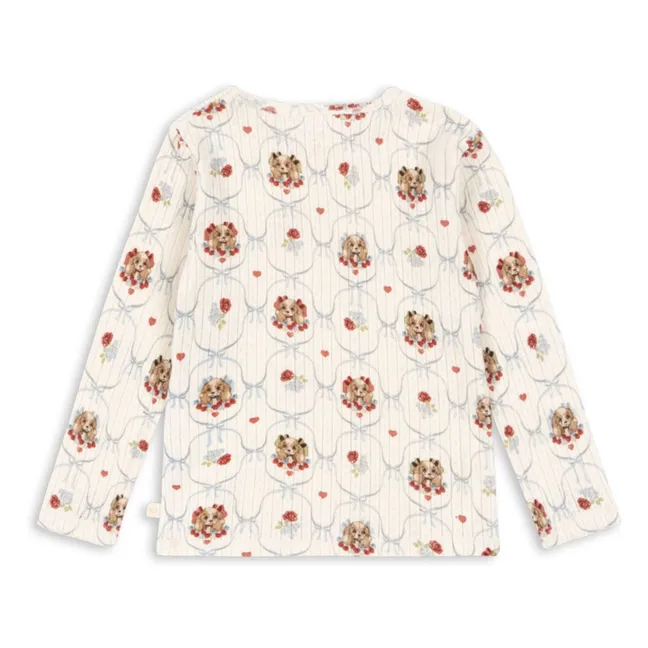 T-shirt Minnie Chiens Pointelle Coton Bio | Ecru