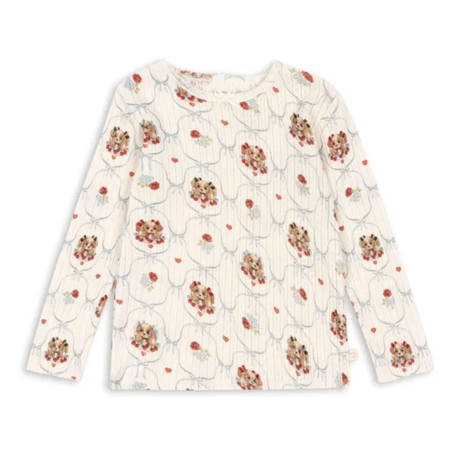 T-shirt Minnie Chiens Pointelle Coton Bio | Ecru