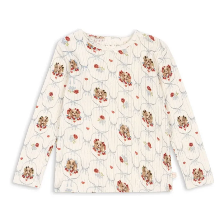 Minnie Dogs T-shirt Pointelle Organic Cotton | Ecru- Product image n°0