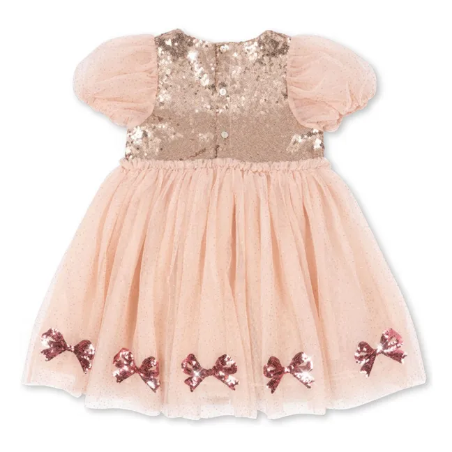 Robe Sequins Mei Tulle  | Rose pâle