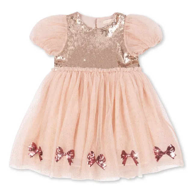 Robe Sequins Mei Tulle  | Rose pâle