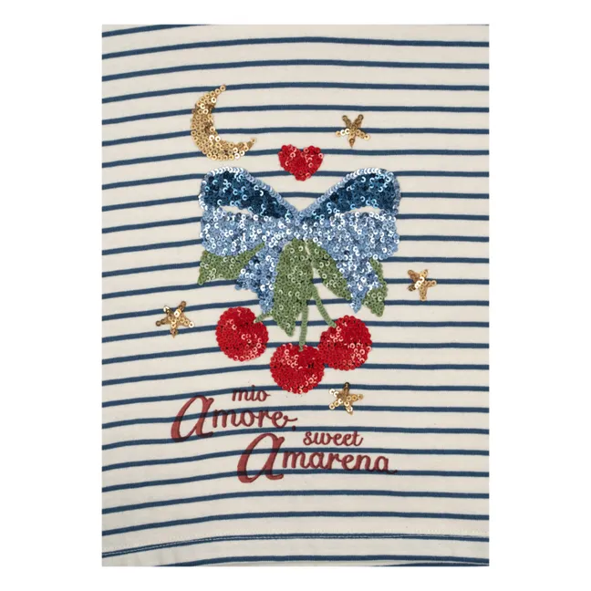 Organic cotton striped linen T-shirt | Ecru