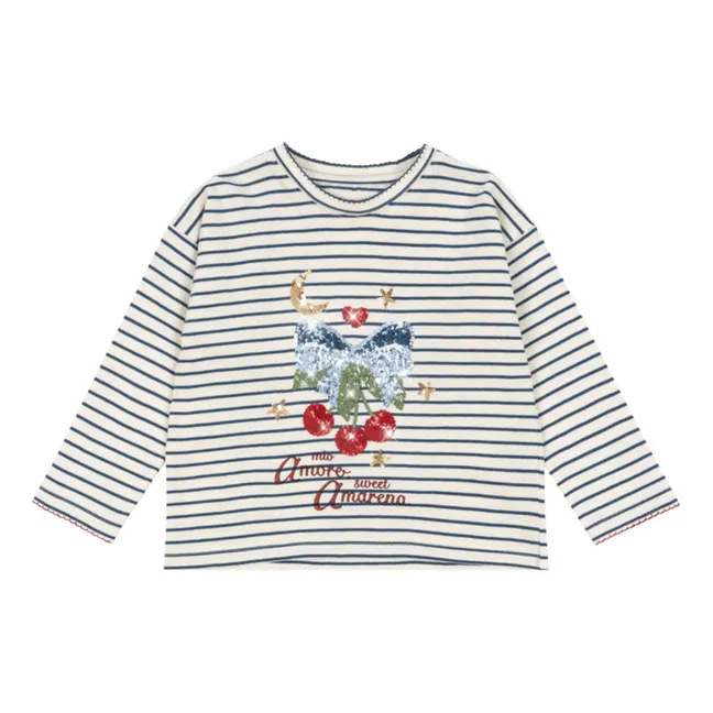 T-shirt Lin Rayé Coton Bio | Ecru