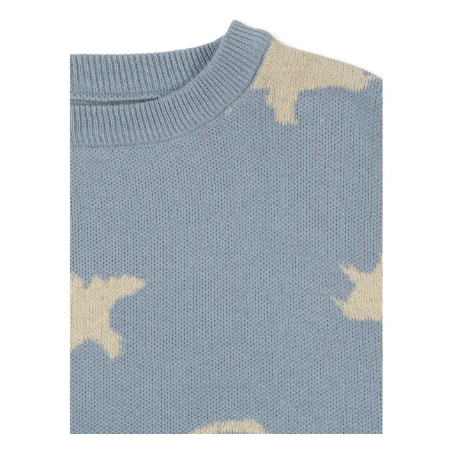 Pull Lapis Dinosaures Coton Bio | Bleu gris