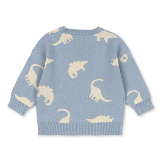 Pull Lapis Dinosaures Coton Bio | Bleu gris