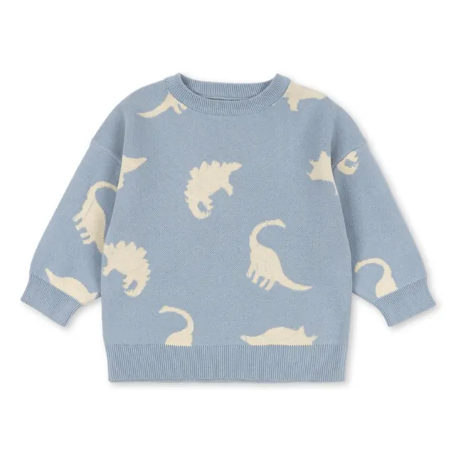 Pullover Lapis Dinosaurier Bio-Baumwolle | Graublau